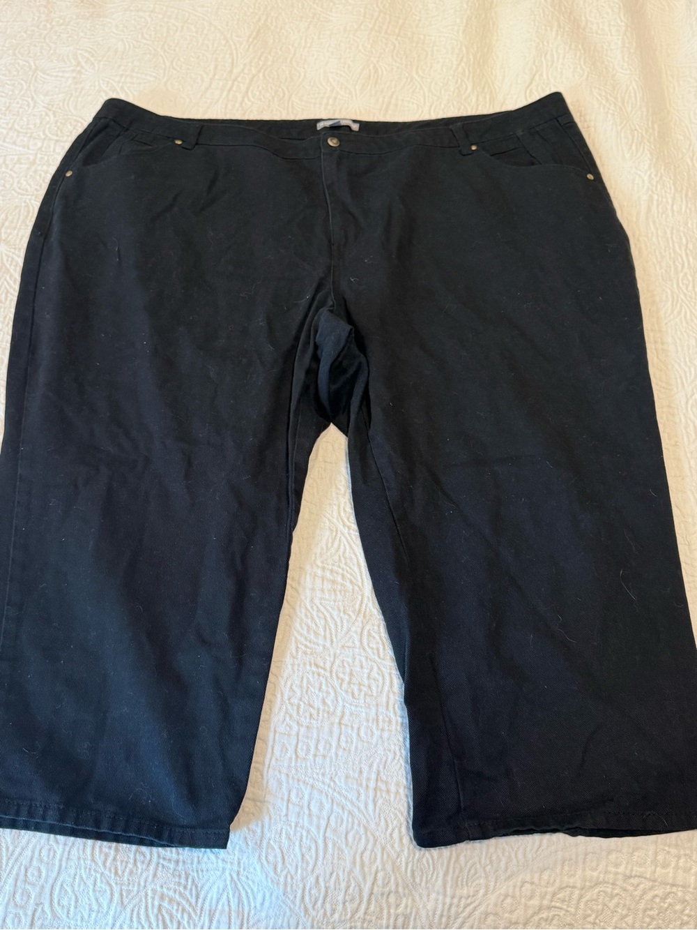 Jessica London jet black denim crop jeans 28W high rise